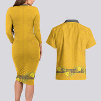 Tonga Anastasis College Couples Matching Long Sleeve Bodycon Dress and Hawaiian Shirt Tongan Ngatu Kupesi Pattern - Polynesian Pride