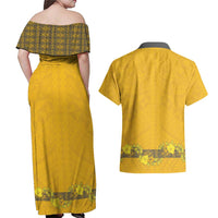 Tonga Anastasis College Couples Matching Off Shoulder Maxi Dress and Hawaiian Shirt Tongan Ngatu Kupesi Pattern LT05 - Polynesian Pride