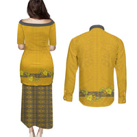 Tonga Anastasis College Couples Matching Puletasi and Long Sleeve Button Shirt Tongan Ngatu Kupesi Pattern LT05 - Polynesian Pride