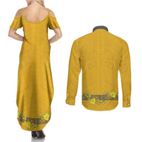 Tonga Anastasis College Couples Matching Summer Maxi Dress and Long Sleeve Button Shirt Tongan Ngatu Kupesi Pattern LT05 - Polynesian Pride