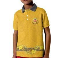 Tonga Anastasis College Kid Polo Shirt Tongan Ngatu Kupesi Pattern LT05 Kid Yellow - Polynesian Pride