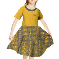 Tonga Anastasis College Kid Short Sleeve Dress Tongan Ngatu Kupesi Pattern LT05 - Polynesian Pride