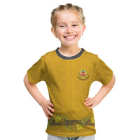 Tonga Anastasis College Kid T Shirt Tongan Ngatu Kupesi Pattern LT05 Yellow - Polynesian Pride