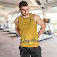 Tonga Anastasis College Men Tank Top Tongan Ngatu Kupesi Pattern LT05 Yellow - Polynesian Pride