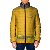 Tonga Anastasis College Padded Jacket Tongan Ngatu Kupesi Pattern LT05 Men Yellow - Polynesian Pride