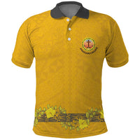 Tonga Anastasis College Polo Shirt Tongan Ngatu Kupesi Pattern LT05 Yellow - Polynesian Pride