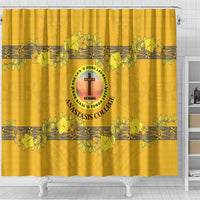 Tonga Anastasis College Shower Curtain Tongan Ngatu Kupesi Pattern - Polynesian Pride
