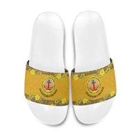 Tonga Anastasis College Slide Sandals Tongan Ngatu Kupesi Pattern - Polynesian Pride