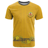 Tonga Anastasis College T Shirt Tongan Ngatu Kupesi Pattern LT05 Yellow - Polynesian Pride
