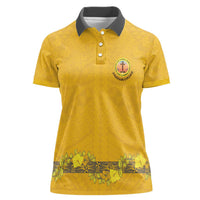 Tonga Anastasis College Women Polo Shirt Tongan Ngatu Kupesi Pattern LT05 Female Yellow - Polynesian Pride