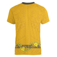 Tonga Anastasis College Women V-Neck T-Shirt Tongan Ngatu Kupesi Pattern LT05 - Polynesian Pride
