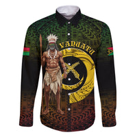 Personalised Vanuatu Custom Chiefs Day Family Matching Mermaid Dress and Hawaiian Shirt Pig Tusk Simple Style LT05 Dad's Shirt - Long Sleeve Black - Polynesian Pride