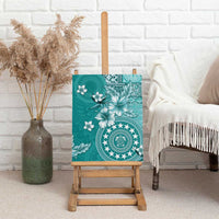 Cook Islands Canvas Wall Art Teal Hibiscus And Stars LT05 - Polynesian Pride