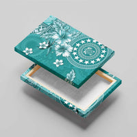 Cook Islands Canvas Wall Art Teal Hibiscus And Stars LT05 - Polynesian Pride