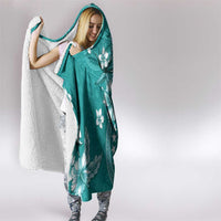 Cook Islands Hooded Blanket Teal Hibiscus And Stars LT05 - Polynesian Pride
