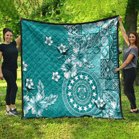 Cook Islands Quilt Teal Hibiscus And Stars