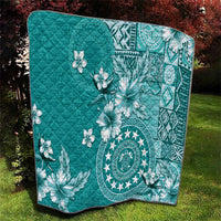 Cook Islands Quilt Teal Hibiscus And Stars