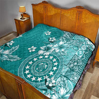 Cook Islands Quilt Teal Hibiscus And Stars