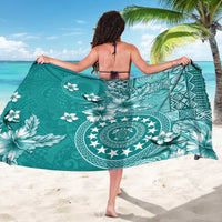 Cook Islands Sarong Teal Hibiscus And Stars