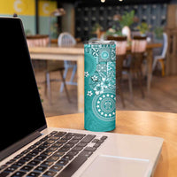 Cook Islands Skinny Tumbler Teal Hibiscus And Stars