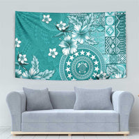 Cook Islands Tapestry Teal Hibiscus And Stars