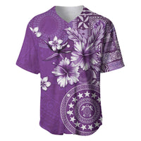Cook Islands Baseball Jersey Purple Hibiscus And Stars