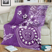 Cook Islands Blanket Purple Hibiscus And Stars LT05 - Polynesian Pride