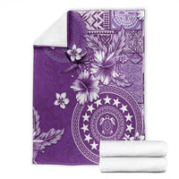Cook Islands Blanket Purple Hibiscus And Stars LT05 - Polynesian Pride