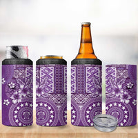 Cook Islands 4 in 1 Can Cooler Tumbler Purple Hibiscus And Stars LT05 - Polynesian Pride