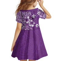 Cook Islands Family Matching Off Shoulder Maxi Dress and Hawaiian Shirt Purple Hibiscus And Stars