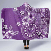 Cook Islands Hooded Blanket Purple Hibiscus And Stars LT05 One Size Purple - Polynesian Pride