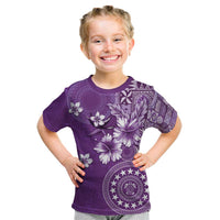 Cook Islands Kid T Shirt Purple Hibiscus And Stars