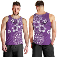 Cook Islands Men Tank Top Purple Hibiscus And Stars LT05 - Polynesian Pride
