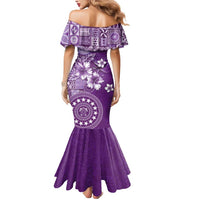 Cook Islands Mermaid Dress Purple Hibiscus And Stars