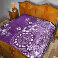 Cook Islands Quilt Purple Hibiscus And Stars