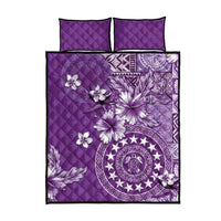 Cook Islands Quilt Bed Set Purple Hibiscus And Stars LT05 - Polynesian Pride