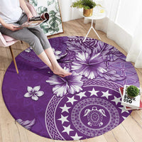 Cook Islands Round Carpet Purple Hibiscus And Stars LT05 - Polynesian Pride