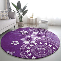 Cook Islands Round Carpet Purple Hibiscus And Stars LT05 - Polynesian Pride