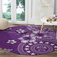 Cook Islands Round Carpet Purple Hibiscus And Stars LT05 - Polynesian Pride