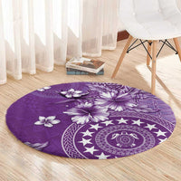 Cook Islands Round Carpet Purple Hibiscus And Stars LT05 - Polynesian Pride