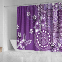 Cook Islands Shower Curtain Purple Hibiscus And Stars