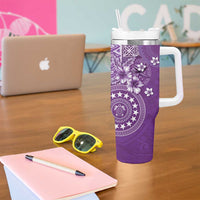 Cook Islands Tumbler With Handle Purple Hibiscus And Stars LT05 - Polynesian Pride