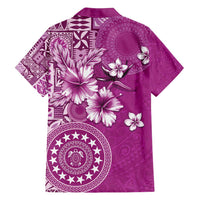 Cook Islands Family Matching Off Shoulder Short Dress and Hawaiian Shirt Fandango Hibiscus And Stars