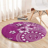 Cook Islands Round Carpet Fandango Hibiscus And Stars LT05 - Polynesian Pride