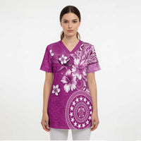 Cook Islands Scrub Top Fandango Hibiscus And Stars - Polynesian Pride