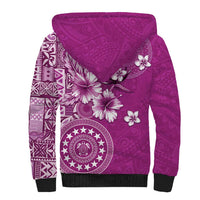 Cook Islands Sherpa Hoodie Fandango Hibiscus And Stars LT05 - Polynesian Pride