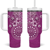 Cook Islands Tumbler With Handle Fandango Hibiscus And Stars LT05 One Size: 40 oz Fandango - Polynesian Pride
