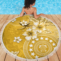 Cook Islands Beach Blanket Yellow Hibiscus And Stars LT05 - Polynesian Pride