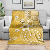 Cook Islands Blanket Yellow Hibiscus And Stars LT05 - Polynesian Pride