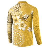 Cook Islands Button Sweatshirt Yellow Hibiscus And Stars LT05 - Polynesian Pride